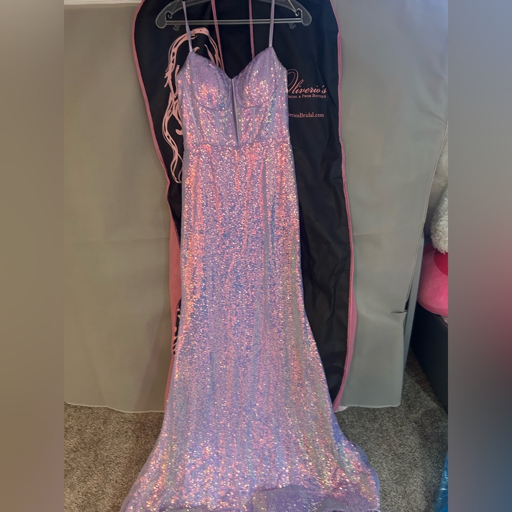 Sherri Hill Lavender Satin Evening Dress
